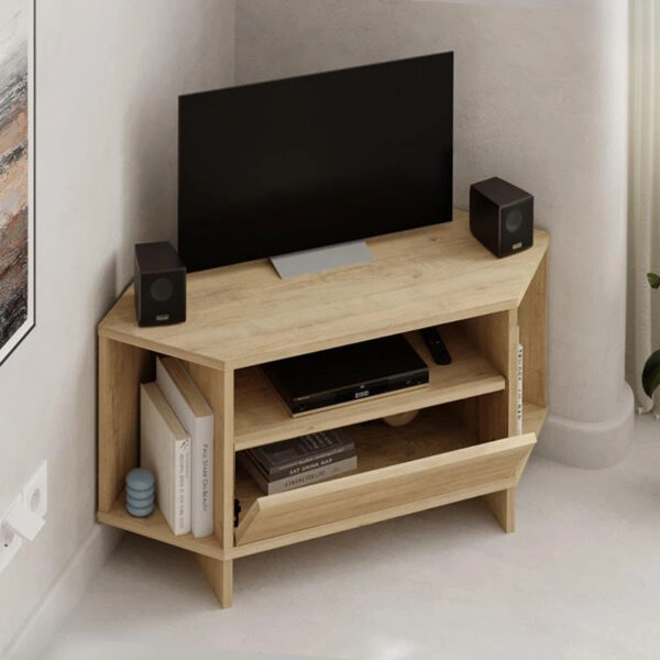 Έπιπλο τηλεόρασης γωνιακό Viva Megapap χρώμα sapphire oak 95,7x35,4x45εκ.