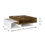 Τραπεζάκι σαλονιού Tab  από μελαμίνη χρώμα λευκό - καρυδί 105x60x32εκ.