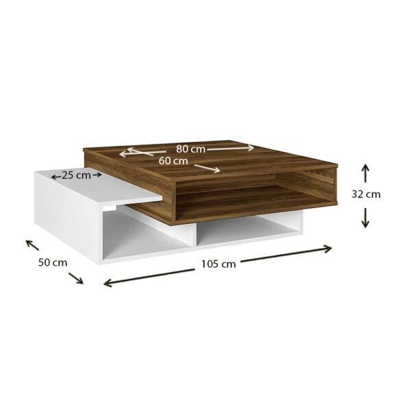 Τραπεζάκι σαλονιού Tab  από μελαμίνη χρώμα λευκό - καρυδί 105x60x32εκ.
