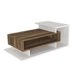 Τραπεζάκι σαλονιού Flynn  από μελαμίνη χρώμα λευκό - καρυδί 90x50x35εκ.