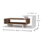 Τραπεζάκι σαλονιού Flynn  από μελαμίνη χρώμα λευκό - καρυδί 90x50x35εκ.