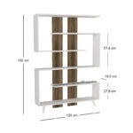 Βιβλιοθήκη μελαμίνης Rain  χρώμα λευκό - καρυδί 120x19,5x162εκ.