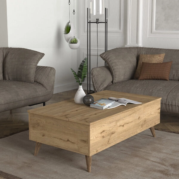 Τραπεζάκι σαλονιού Roy Megapap με σερβιτόρο χρώμα sepet oak 121x69x40εκ.