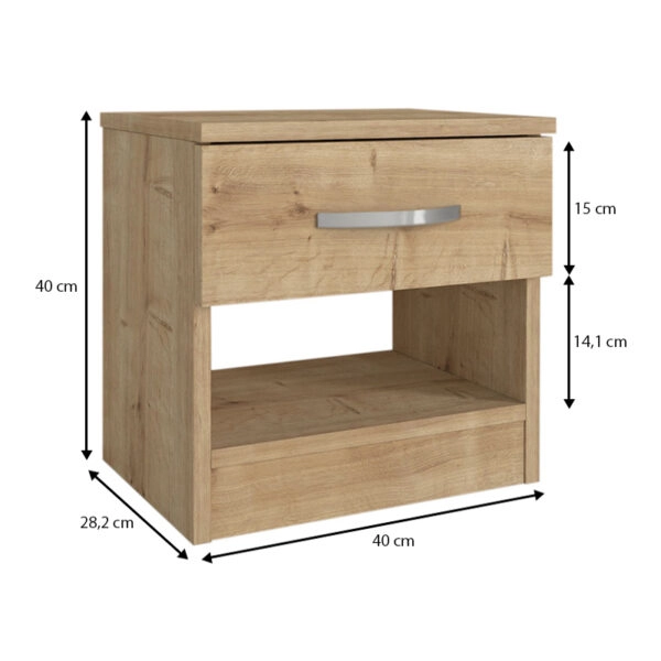 Κομοδίνο μελαμίνης Lube  χρώμα sapphire oak 40x28,2x40εκ.