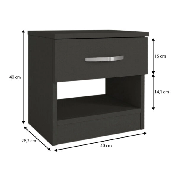 Κομοδίνο μελαμίνης Lube  χρώμα ανθρακί 40x28,2x40εκ.