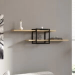 Ραφιέρα τοίχου Mone Megapap χρώμα sapphire oak - μαύρο 120x18x30εκ.