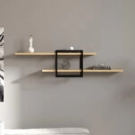 Ραφιέρα τοίχου Mone Megapap χρώμα sapphire oak - μαύρο 120x18x30εκ.