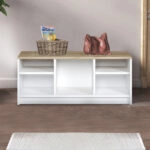 Παπουτσοθήκη London Megapap χρώμα λευκό - sapphire oak 100x35x40εκ.