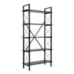 Βιβλιοθήκη Elysian Megapap χρώμα μαύρο 90x33,5x180εκ.