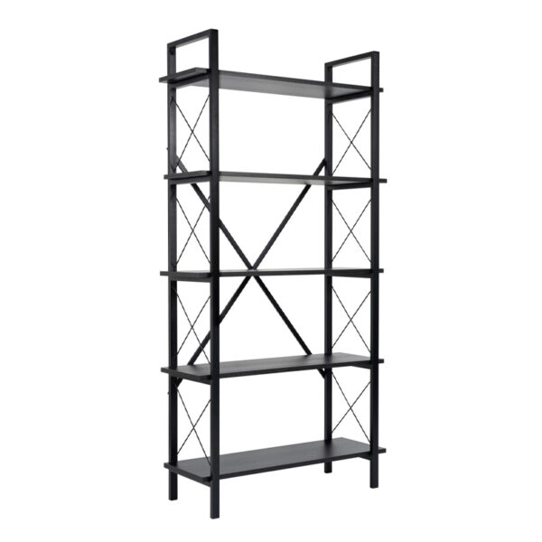 Βιβλιοθήκη Elysian Megapap χρώμα μαύρο 90x33,5x180εκ.