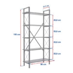 Βιβλιοθήκη Elysian Megapap χρώμα μαύρο 90x33,5x180εκ.