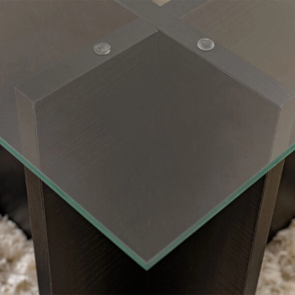 Τραπεζάκι σαλονιού Vetrino Megapap γυάλινο χρώμα μαύρο 105x65x40εκ.