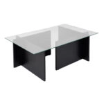 Τραπεζάκι σαλονιού Vetrino Megapap γυάλινο χρώμα μαύρο 105x65x40εκ.