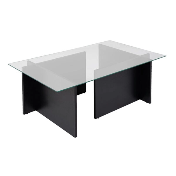 Τραπεζάκι σαλονιού Vetrino Megapap γυάλινο χρώμα μαύρο 105x65x40εκ.