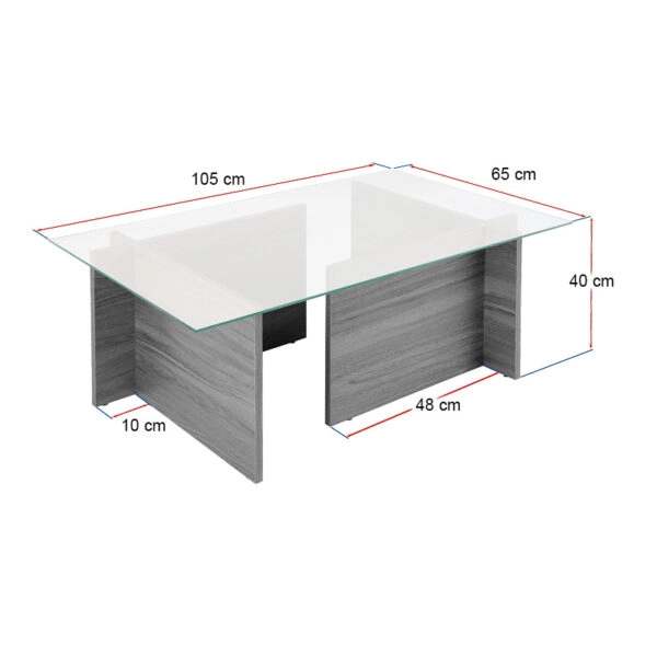 Τραπεζάκι σαλονιού Vetrino Megapap γυάλινο χρώμα μαύρο 105x65x40εκ.