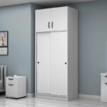 Ντουλάπα ρούχων Regio Megapap δίφυλλη συρόμενη με πατάρι χρώμα λευκό 100x60x240εκ.