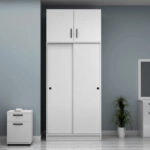 Ντουλάπα ρούχων Regio Megapap δίφυλλη συρόμενη με πατάρι χρώμα λευκό 100x60x240εκ.