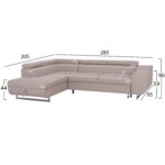 ΓΩΝΙΑΚΟΣ ΚΑΝΑΠΕΣ-ΚΡΕΒΑΤΙ ΜΕ ΑΠΟΘ.ΧΩΡΟ ENCORE HM3301.03L ΜΠΕΖ ΥΦΑΣΜΑ 285x205x90Υεκ.