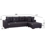 ΓΩΝΙΑΚΟΣ ΚΑΝΑΠΕΣ-ΚΡΕΒΑΤΙ ΜΕ ΑΠΟΘ.ΧΩΡΟ TRENDSTON HM3302.01R ΓΚΡΙ ΥΦΑΣΜΑ 298x177x95Υεκ