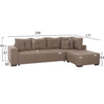 ΓΩΝΙΑΚΟΣ ΚΑΝΑΠΕΣ-ΚΡΕΒΑΤΙ ΜΕ ΑΠΟΘ.ΧΩΡΟ TRENDSTON HM3302.03R ΜΠΕΖ ΥΦΑΣΜΑ 298x177x95Υεκ