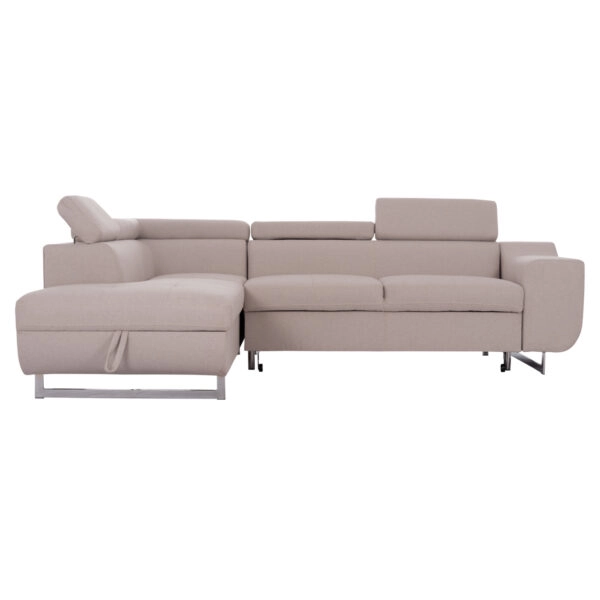 ΓΩΝΙΑΚΟΣ ΚΑΝΑΠΕΣ-ΚΡΕΒΑΤΙ ΜΕ ΑΠΟΘ.ΧΩΡΟ ENCORE HM3301.03L ΜΠΕΖ ΥΦΑΣΜΑ 285x205x90Υεκ.