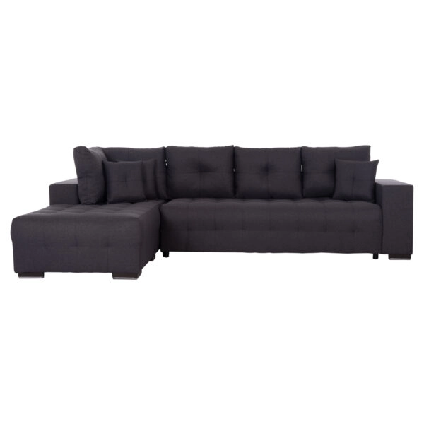 ΓΩΝΙΑΚΟΣ ΚΑΝΑΠΕΣ-ΚΡΕΒΑΤΙ ΜΕ ΑΠΟΘ.ΧΩΡΟ TRENDSTON HM3302.01L ΓΚΡΙ ΥΦΑΣΜΑ 298x177x95Υεκ