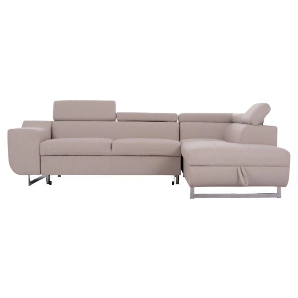 ΓΩΝΙΑΚΟΣ ΚΑΝΑΠΕΣ-ΚΡΕΒΑΤΙ ΜΕ ΑΠΟΘ.ΧΩΡΟ ENCORE HM3301.03R ΜΠΕΖ ΥΦΑΣΜΑ 285x205x90Υεκ.