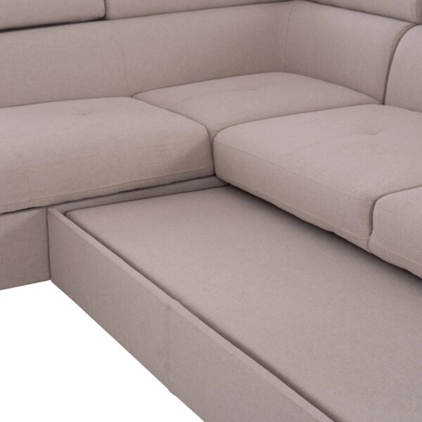 ΓΩΝΙΑΚΟΣ ΚΑΝΑΠΕΣ-ΚΡΕΒΑΤΙ ΜΕ ΑΠΟΘ.ΧΩΡΟ ENCORE HM3301.03L ΜΠΕΖ ΥΦΑΣΜΑ 285x205x90Υεκ.