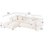 ΚΑΝΑΠΕΣ ΓΩΝΙΑ (ΑΡΙΣΤΕΡΗ) 3-ΘΕΣΙΟΣ GRACE HM3280.02L ΛΕΥΚΟ ΥΦΑΣΜΑ 252x160x70-90Υεκ
