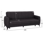 ΚΑΝΑΠΕΣ ΚΡΕΒΑΤΙ ΜΕ ΑΠΟΘ.ΧΩΡΟ TΡΙΘΕΣΙΟΣ NIKKO HM3292.01 ΓΚΡΙ ΥΦΑΣΜΑ 209x76x83Υεκ.