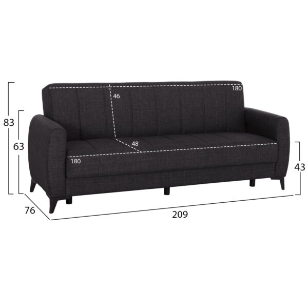 ΚΑΝΑΠΕΣ ΚΡΕΒΑΤΙ ΜΕ ΑΠΟΘ.ΧΩΡΟ TΡΙΘΕΣΙΟΣ NIKKO HM3292.01 ΓΚΡΙ ΥΦΑΣΜΑ 209x76x83Υεκ.