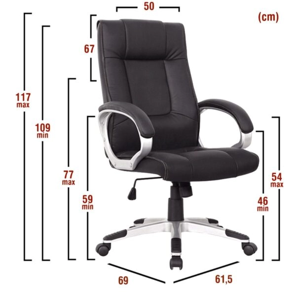 Καρέκλα Γραφείου  ΡHNH Μαύρο PU 61.5x69x109-117cm