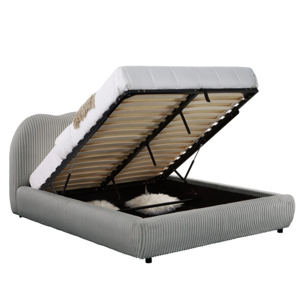 ΚΡΕΒΑΤΙ ΔΙΠΛΟ ΜΕ ΑΠΟΘ.ΧΩΡΟ KALLY HM729.01 ΓΚΡΙ FEAUX FUR ΥΦΑΣΜΑ--ΣΤΡΩΜΑ 160x200εκ