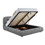 ΚΡΕΒΑΤΙ ΔΙΠΛΟ ΜΕ ΑΠΟΘ.ΧΩΡΟ MALFOY HM730.01 ΓΚΡΙ ΜΠΟΥΚΛΕ ΥΦΑΣΜΑ--ΣΤΡΩΜΑ 160x200εκ