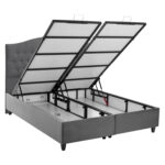 ΚΡΕΒΑΤΙ ΜΕ ΣΤΡΩΜΑ ΔΙΠΛΟ MALENA HM21164 ΓΚΡΙ ΒΕΛΟΥΔΟ & ΑΠΟΘ.ΧΩΡΟΣ-ΓΙΑ 160x200εκ.