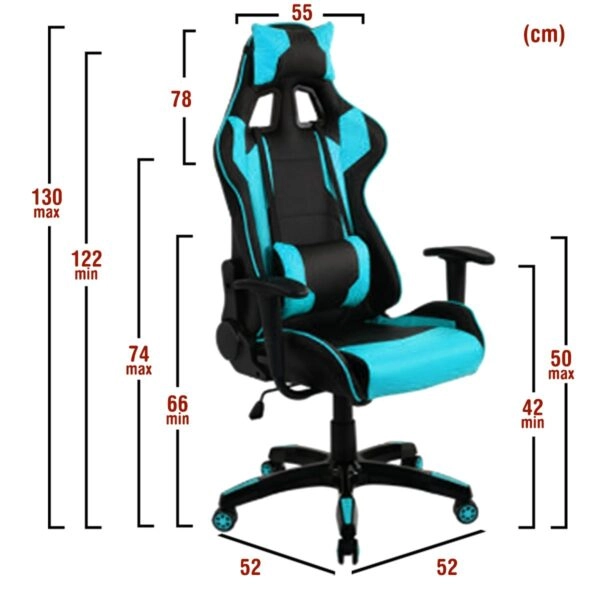 Πολυθρόνα Γραφείου  Gaming ΚΥΛΛΗΝΗ Μπλε/Μαύρο PVC 66x67x127-135cm