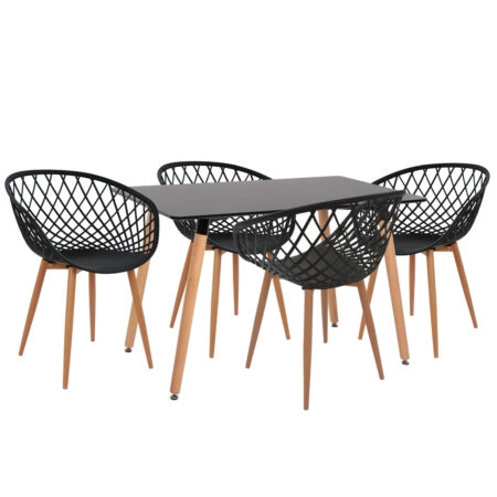 ΣΕΤ ΤΡΑΠΕΖΑΡΙΑΣ 5ΤΜΧ ARIADNE HM21174 MDF TOP & ΠΟΛΥΠΡΟΠΥΛΕΝΙΟ ΣΕ ΜΑΥΡΟ