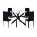 ΣΕΤ ΤΡΑΠΕΖΑΡΙΑΣ 5ΤΜΧ LADY HM21199.04 ΓΥΑΛΙ--ΜΕΤΑΛΛΟ & ΒΕΛΟΥΔΟ ΣΕ ΜΑΥΡΟ