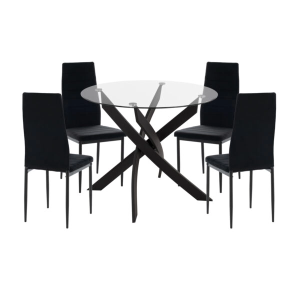 ΣΕΤ ΤΡΑΠΕΖΑΡΙΑΣ 5ΤΜΧ LADY HM21199.04 ΓΥΑΛΙ--ΜΕΤΑΛΛΟ & ΒΕΛΟΥΔΟ ΣΕ ΜΑΥΡΟ