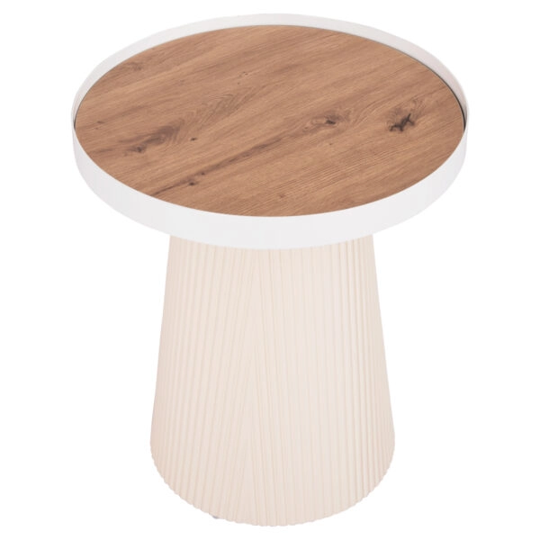 ΤΡΑΠΕΖΑΚΙ ΒΟΗΘΗΤΙΚΟ DENTON HM18023.02 MDF TOP ΦΥΣΙΚΟ ΞΥΛΟΥ-ΒΑΣΗ ΛΕΥΚΗ Φ45x51,5Υεκ.