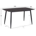 ΤΡΑΠΕΖΙ RAVEN HM18149.02 ΚΕΡΑΜΙΚΟ TOP ΑΝΘΡΑΚΙ ΜΑΡΜΑΡΟ-ΜΑΥΡΟ ΜΕΤΑΛΛΟ 140x80x74Υεκ.