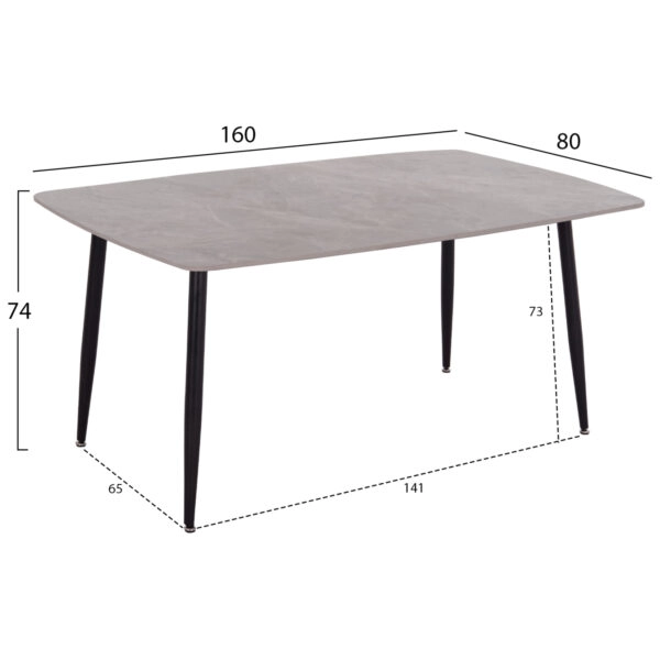 ΤΡΑΠΕΖΙ RAVEN HM18150.13 ΚΕΡΑΜΙΚΟ TOP ΜΕ ΟΨΗ ΓΚΡΙ ΜΑΡΜΑΡΟ 160x80x74Υεκ.