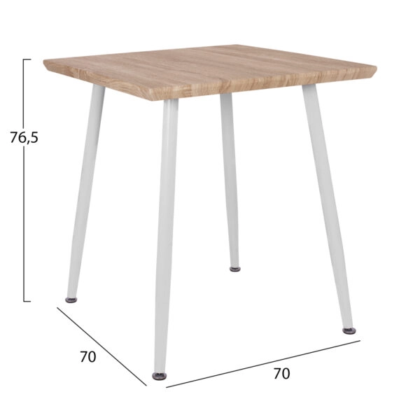 ΤΡΑΠΕΖΙ ΤΡΑΠΕΖΑΡΙΑΣ PALOMA HM8335.02, 70Χ70X76,5, SONOMA, ΛΕΥΚΑ ΠΟΔΙΑ