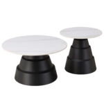 ΤΡΑΠΕΖΙΑ ΣΑΛΟΝΙΟΥ LIDOK HM18261.01 ΚΕΡΑΜΙΚΑ TOP ΟΨΗ ΛΕΥΚΟΥ ΜΑΡΜΑΡΟΥ Φ50εκ & Φ70εκ