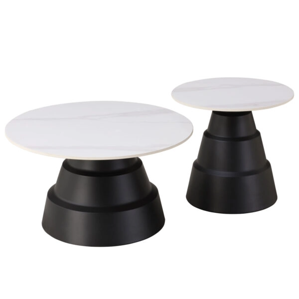 ΤΡΑΠΕΖΙΑ ΣΑΛΟΝΙΟΥ LIDOK HM18261.01 ΚΕΡΑΜΙΚΑ TOP ΟΨΗ ΛΕΥΚΟΥ ΜΑΡΜΑΡΟΥ Φ50εκ & Φ70εκ