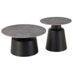 ΤΡΑΠΕΖΙΑ ΣΑΛΟΝΙΟΥ RINKON HM18263.03 ΚΕΡΑΜΙΚΑ TOP ΟΨΗ ΓΚΡΙ ΜΑΡΜΑΡΟΥ Φ50εκ & Φ70εκ