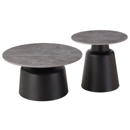 ΤΡΑΠΕΖΙΑ ΣΑΛΟΝΙΟΥ RINKON HM18263.03 ΚΕΡΑΜΙΚΑ TOP ΟΨΗ ΓΚΡΙ ΜΑΡΜΑΡΟΥ Φ50εκ & Φ70εκ