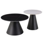 ΤΡΑΠΕΖΙΑ ΣΑΛΟΝΙΟΥ RIDGE HM18266.10 ΚΕΡΑΜΙΚΑ TOP ΜΕ ΟΨΗ ΜΑΥΡΟΥ-ΛΕΥΚΟΥ ΜΑΡΜΑΡΟΥ Φ50εκ & Φ70εκ