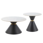 ΤΡΑΠΕΖΙΑ ΣΑΛΟΝΙΟΥ NANDO HM18267.01 ΚΕΡΑΜΙΚΑ TOP ΟΨΗ ΛΕΥΚΟ ΜΑΡΜΑΡΟ Φ60εκ & Φ80εκ