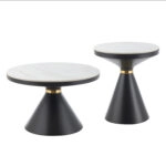 ΤΡΑΠΕΖΙΑ ΣΑΛΟΝΙΟΥ TERRANO HM18268.01 ΚΕΡΑΜΙΚΑ TOP ΟΨΗ ΛΕΥΚΟ ΜΑΡΜΑΡΟ Φ50εκ & Φ70εκ